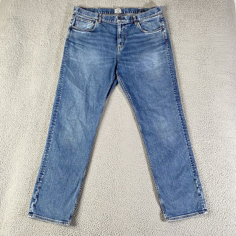 Faherty Jeans Men 40x34 Blue Feel Good Special Weave Straight Leg Organic Cotton